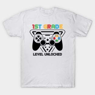 1st Grade Level Unlocked Video Gamer Back to School Boys T-Shirt